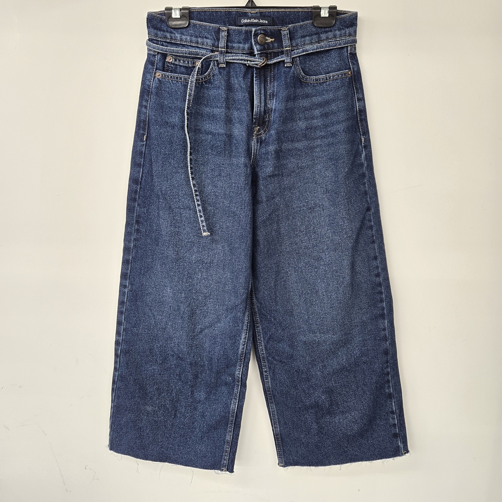 Calvin Klein Blue Wide Leg High Rise Denim Culottes Size 4